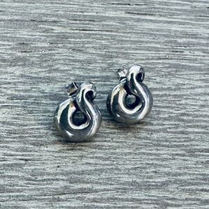 James Avery Retired Sterling Silver Swirl Knot Earrings